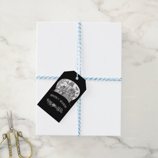 Haunted House and Bats Halloween  ギフトタグ (より糸付き)