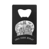 Haunted House and Bats Halloween  クレジットカード栓抜き (裏面)