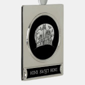 Haunted House and Bats Halloween シルバープレートバナーオーナメント (右)