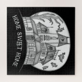 Haunted House and Bats Halloween  ジグソーパズル (横)