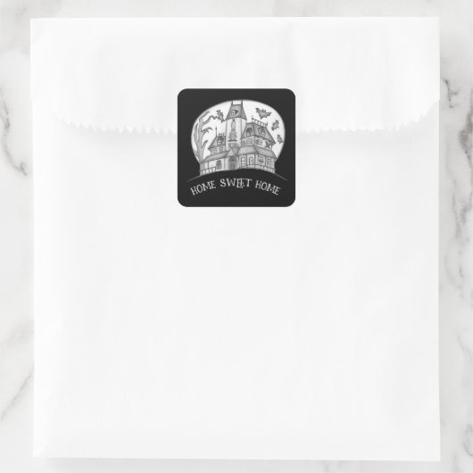 Haunted House and Bats Halloween  スクエアシール (バッグ)