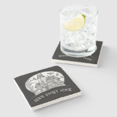 Haunted House and Bats Halloween  ストーンコースター (横)