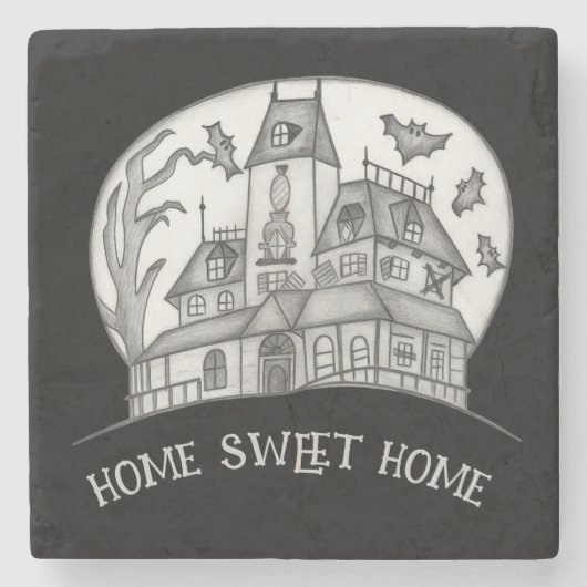 Haunted House and Bats Halloween  ストーンコースター (正面)