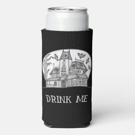 Haunted House and Bats Halloween  スリム缶クーラー (Seltzer裏面)