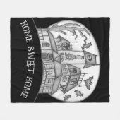 Haunted House and Bats Halloween  フリースブランケット (正面(横))