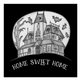 Haunted House and Bats Halloween  ポスター