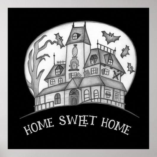 Haunted House and Bats Halloween  ポスター (正面)