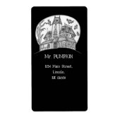 Haunted House and Bats Halloween  ラベル (正面)