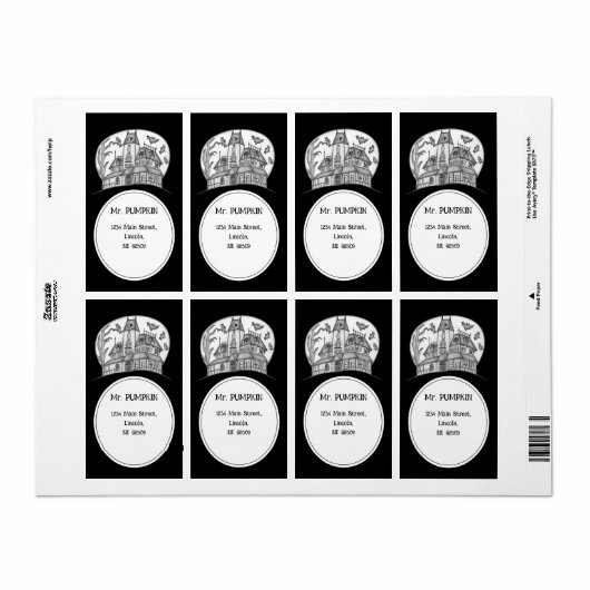 Haunted House and Bats Halloween ラベル (フルシート)