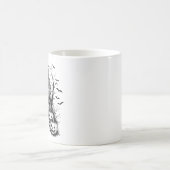 Haunted House Black and White Halloween コーヒーマグカップ (中央)