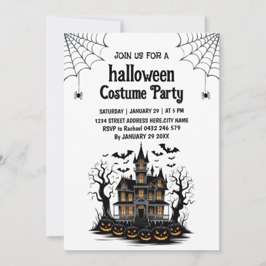 Haunted House Costume Halloween Party Invitation   招待状 (正面)