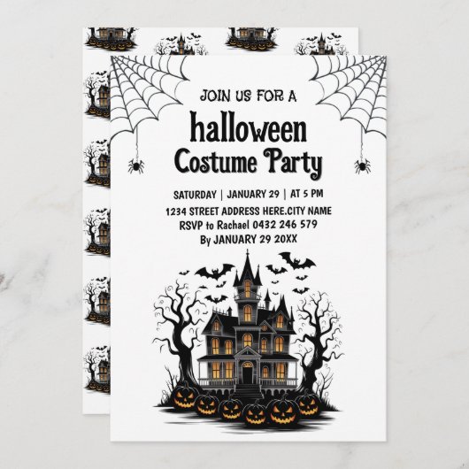 Haunted House Costume Halloween Party Invitation   招待状 (正面/裏面)