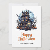 Haunted House Ghost Bats Halloween Card シーズンカード (正面)