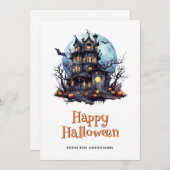 Haunted House Ghost Bats Halloween Card シーズンカード (正面/裏面)
