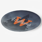 Haunted House Halloween Decor Custom Monogram ペーパープレート (アングル)