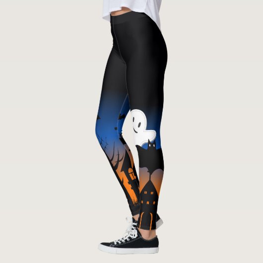 Haunted House Halloween Leggings レギンス (左)