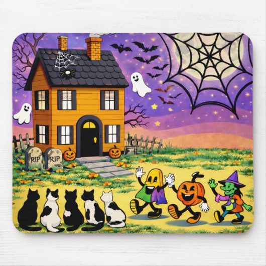 Haunted House Halloween Mousepad マウスパッド (正面)