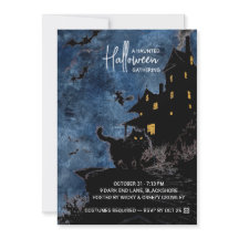 Haunted House Halloween Party Invitation – Blue