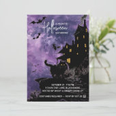 Haunted House Halloween Party Invitation – Purple セーブザデート (スタンド正面)