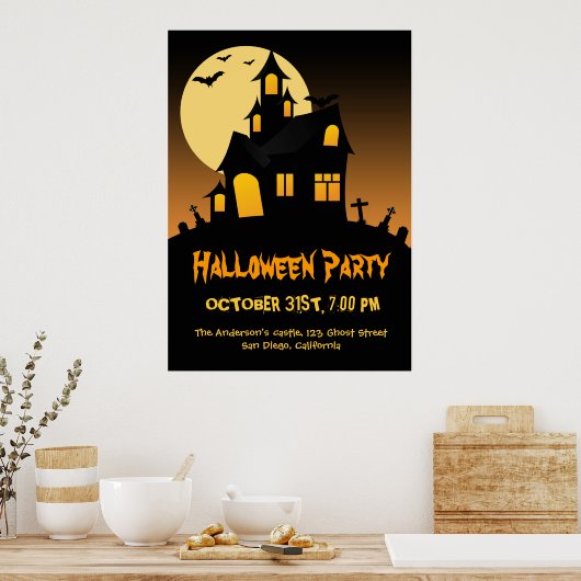 Haunted House Halloween Party Poster ポスター (キッチン)