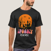 Haunted House Moon Night Groovy Spooky Teacher 4 Tシャツ (正面)