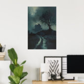 Haunted House on the Hill Dark Gothic Art ポスター (ホームオフィス)