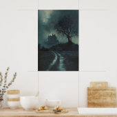 Haunted House on the Hill Dark Gothic Art ポスター (キッチン)