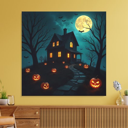 Haunted House Premium Wrapped Canvas キャンバスプリント (インサイチュ (リビング))