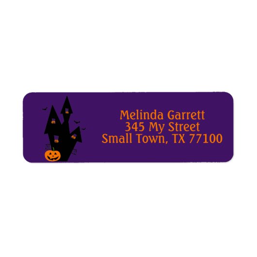 Haunted House Pumpkin Fun Halloween Custom Address ラベル (正面)