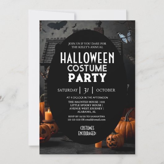  Haunted House Pumpkin Halloween Costumes Party 招待状 (正面)