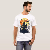 Haunted House with Bats � Spooky Halloween Tee Tシャツ (正面フル)