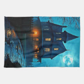 Haunted Mansion Blue Moonlight Night Design キッチンタオル (横)