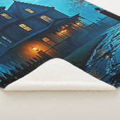 Haunted Mansion Blue Moonlight Night Design シェルパブランケット (3/4)