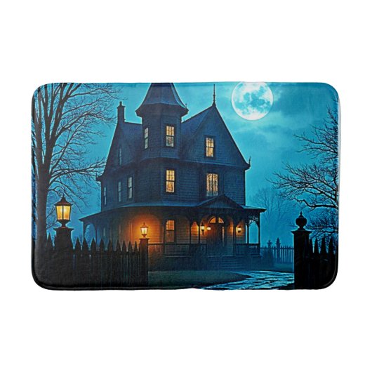 Haunted Mansion Blue Moonlight Night Design バスマット (正面)