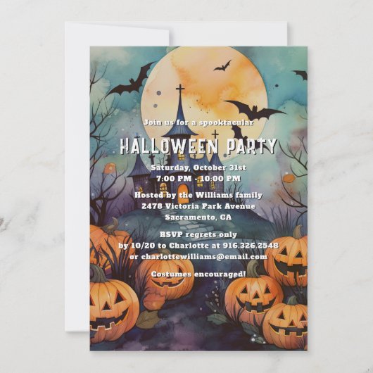 Haunted Mansion Jack O’Lanterns Halloween Party 招待状 (正面)