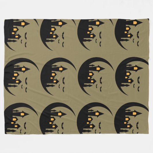 Haunted Moon Castle Pattern フリースブランケット (正面(横))