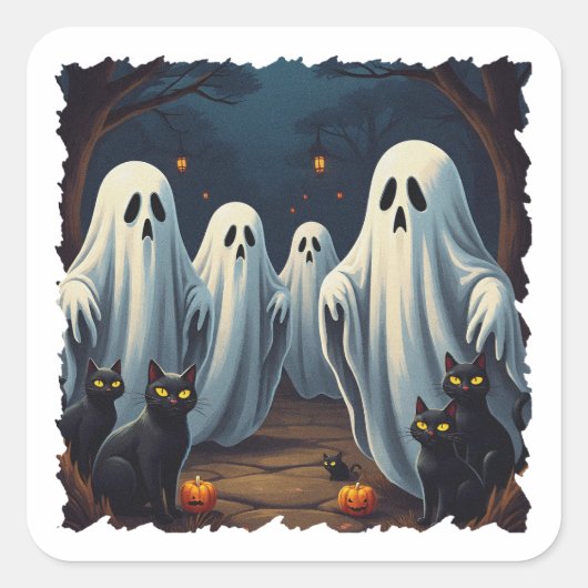 Haunted Night Illustration スクエアシール (正面)