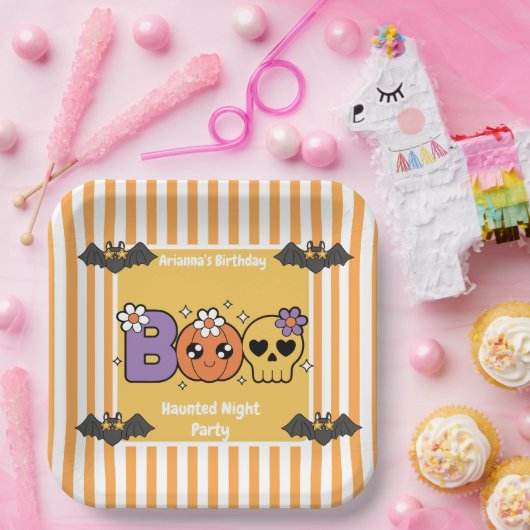 Haunted Night Party Birthday  – Halloween night ペーパープレート (パーティー)