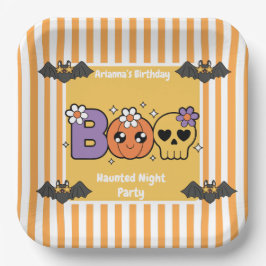 Haunted Night Party Birthday  – Halloween night ペーパープレート