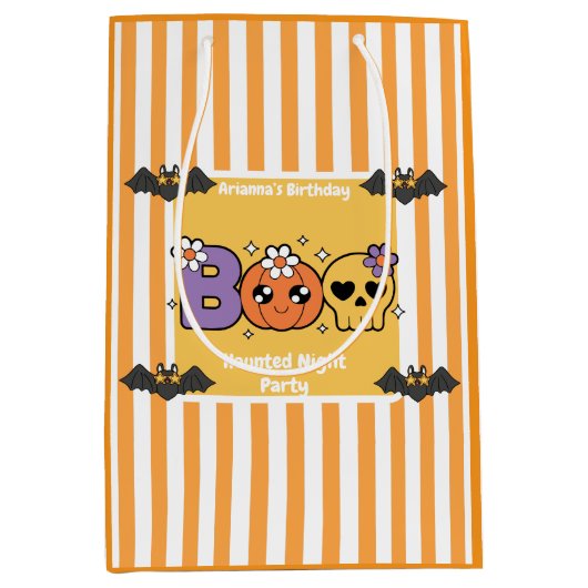 Haunted Night Party Birthday  – Halloween night ミディアムペーパーバッグ (正面)