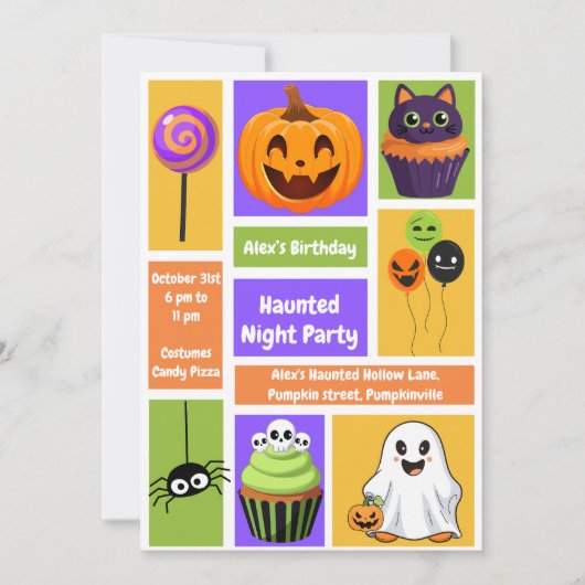 Haunted Night Party Birthday  – Halloween night 招待状 (正面)