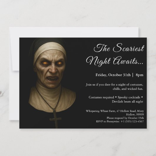Haunted Nun | Halloween Costume Party Invitation 招待状 (正面)