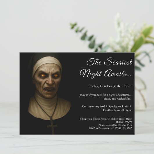 Haunted Nun | Halloween Costume Party Invitation 招待状 (スタンド正面)