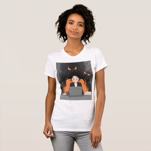 “Haunted Office – When Work Feels Like a Nightmare Tシャツ (正面フル)