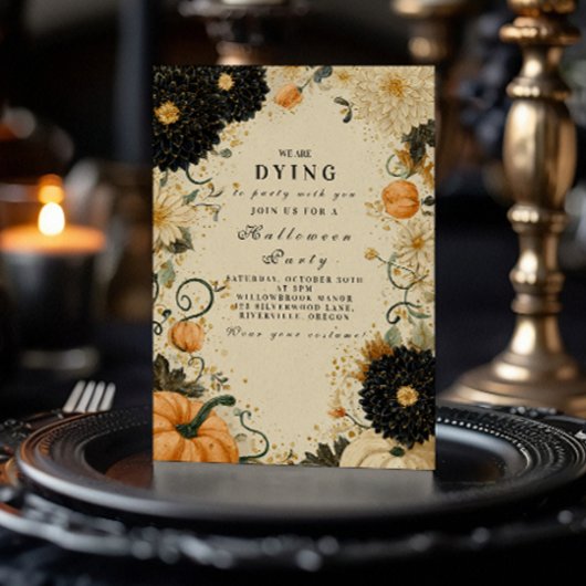 Haunted Pumpkin Dahlia Halloween 招待状