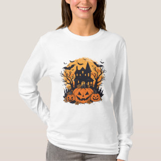 Haunted pumpkin house Halloween Tシャツ