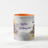 Haunted Purple Gnome House With Ghost Bats & Cats  マグカップ (中央)