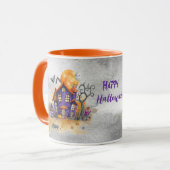 Haunted Purple Gnome House With Ghost Bats & Cats  マグカップ (正面左)