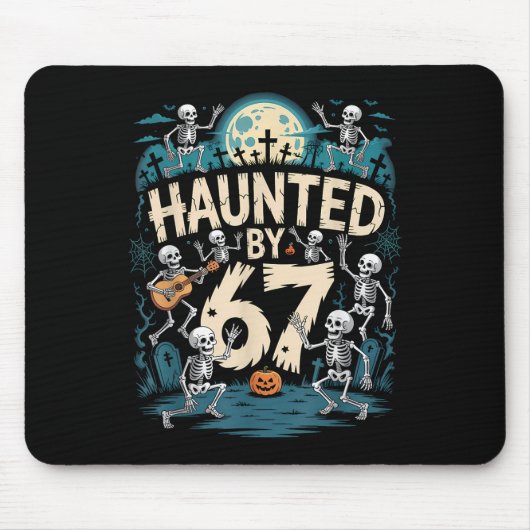 Haunted Six Seven 6 7 Meme 67 Skeleton Hand Hallow マウスパッド (正面)