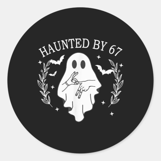 Haunted Six Seven 6 7 Meme 67 Skeleton Hand Hallow ラウンドシール (正面)